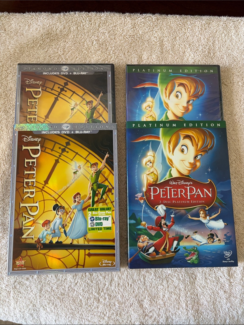 Disney Peter Pan DVD/Blu‑ray Set of 2 collectible, still sealed
